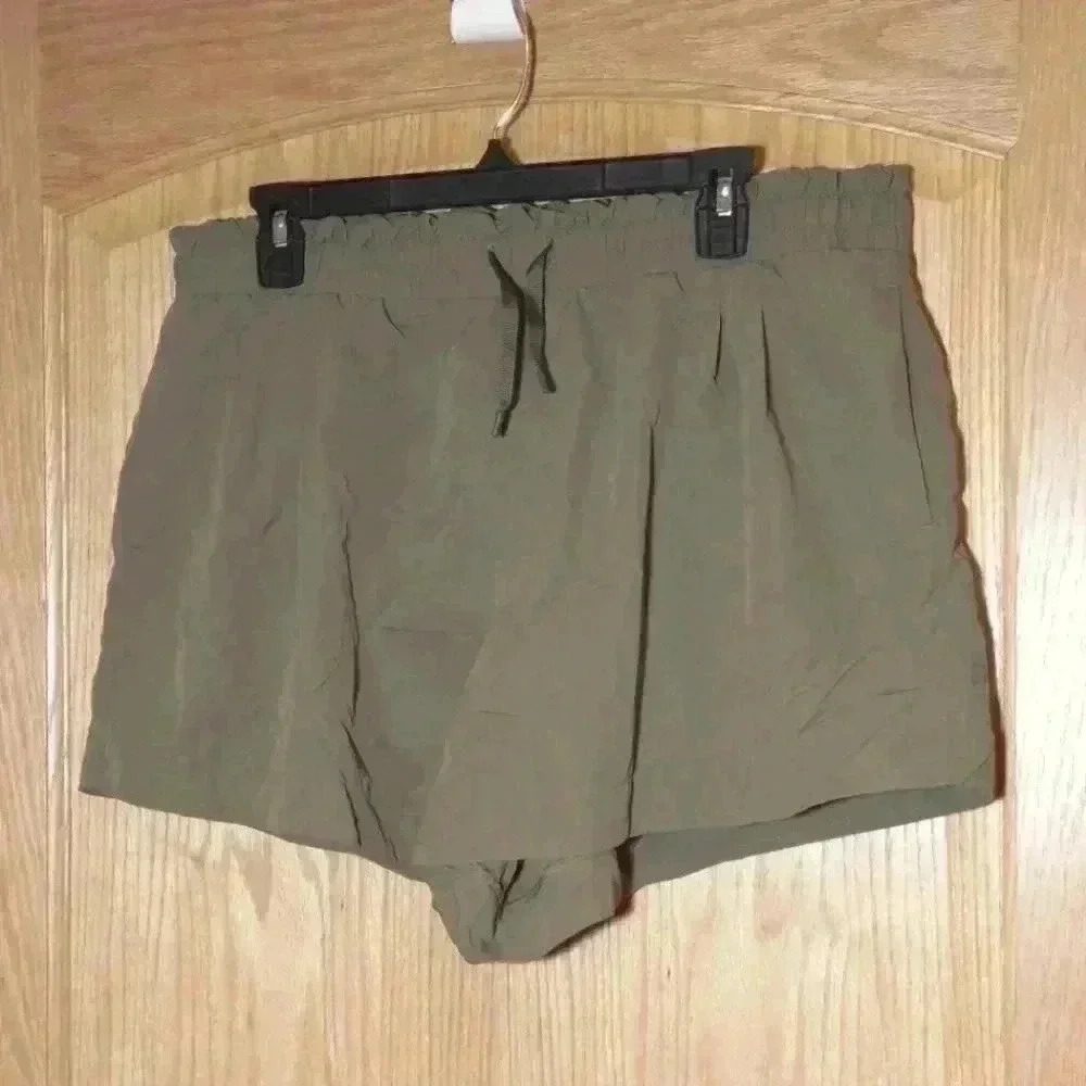 All in Motion women's XL shorts olive green lightweight 3 pocket drawstring